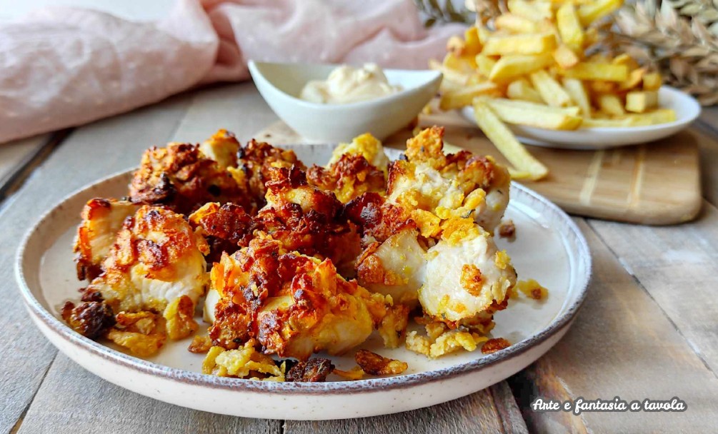 Poulet croustillant sans friture cuit en 10 minutes avec seulement 3 ingrédients, panure de corn flakes.