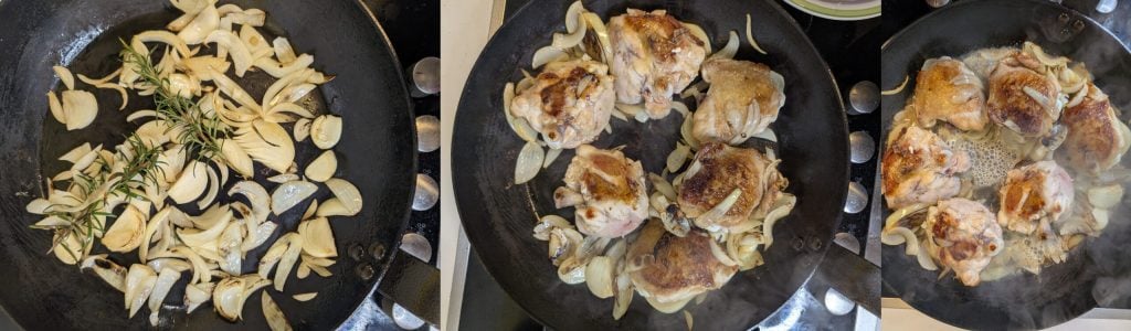 Poulet à la poêle cuisses avec poivrons recette facile pour une croûte croustillante