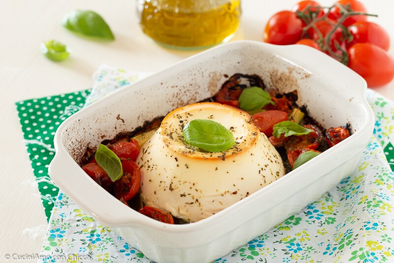 RICOTTA AU FOUR AVEC COURGETTES ET TOMATES CERISES