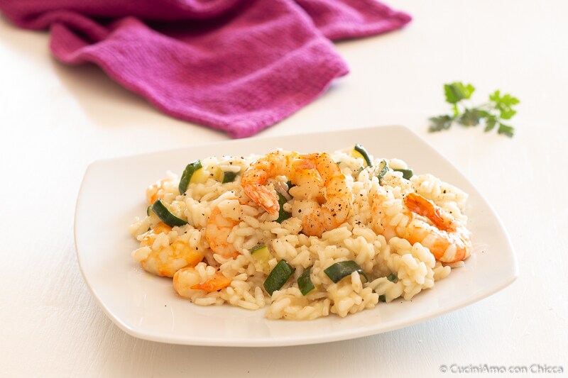 RISOTTO AUX CREVETTES ET AUX COURGETTES recette facile
