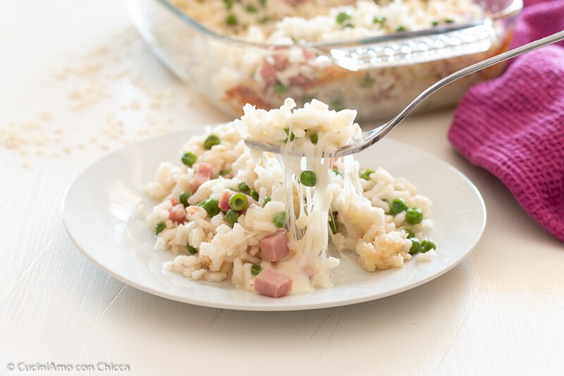 RIZ AU FOUR AVEC JAMBON ET PETITS POIS