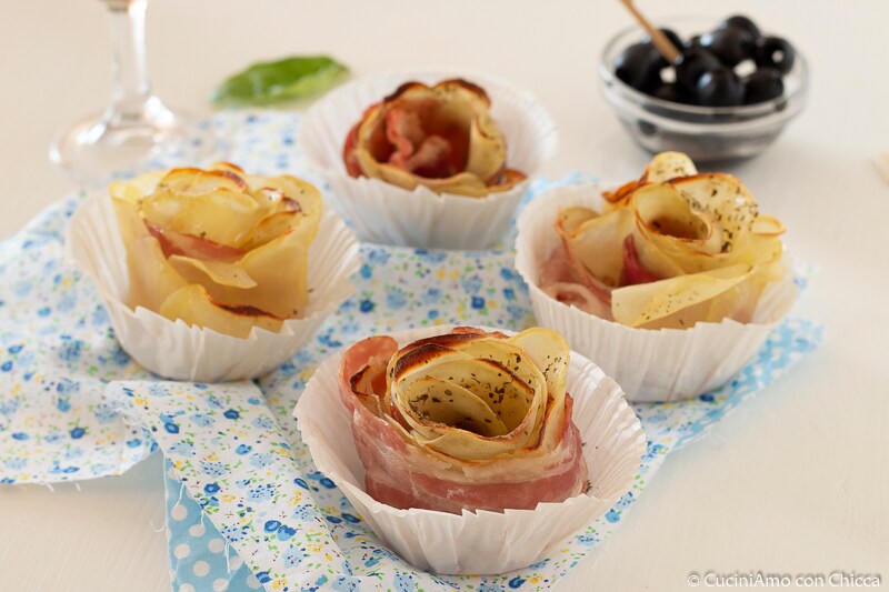ROSETTES DE POMMES DE TERRE ET BACON apéritif délicieux