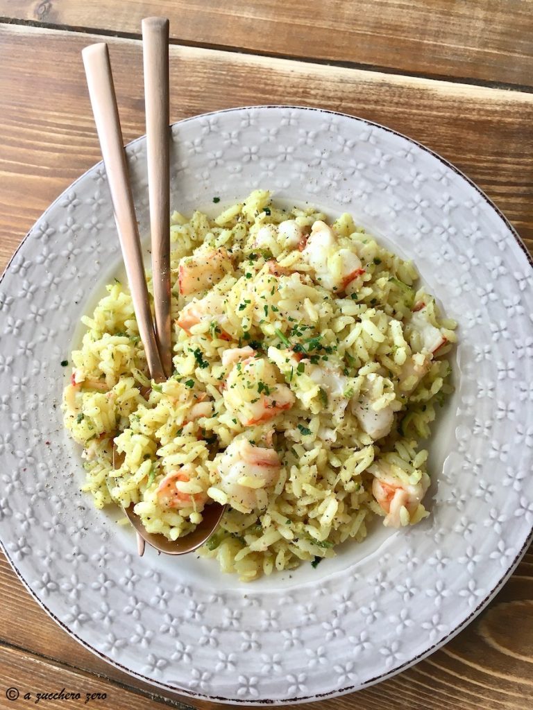 Risotto intégral courgettes et crevettes
