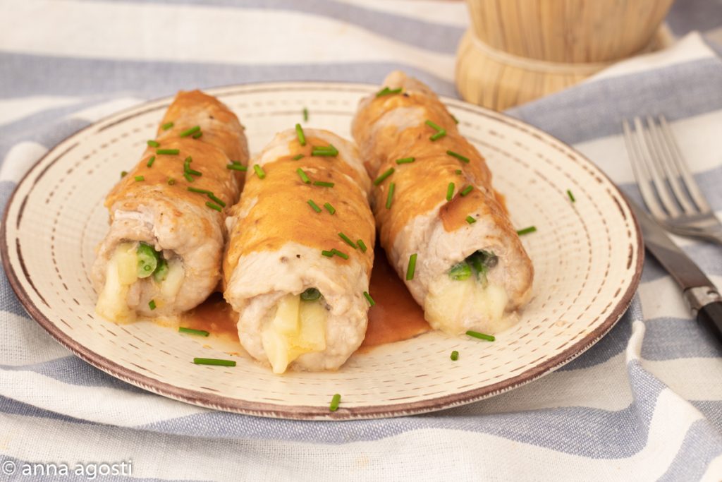 Roulades fondantes de longe et haricots verts