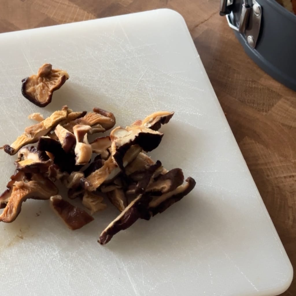 champignons shiitake coupés