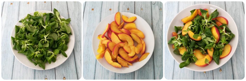 SALADE D'ÉTÉ AVEC MÂCHE ET PÊCHES