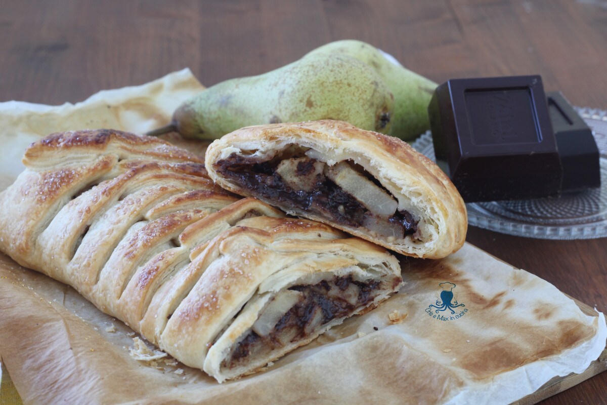Strudel de pâte feuilletée poires et chocolat