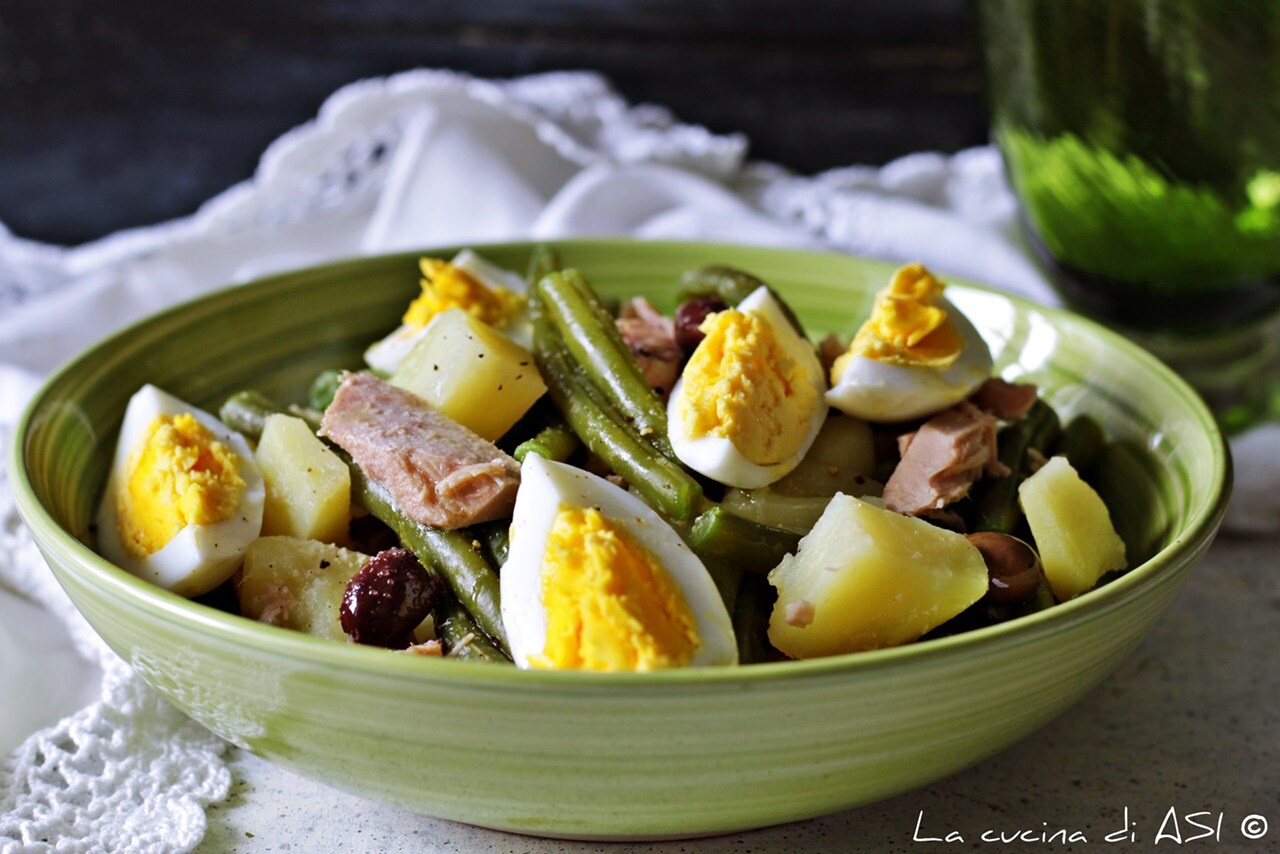 Salade de haricots verts pommes de terre thon et œufs durs