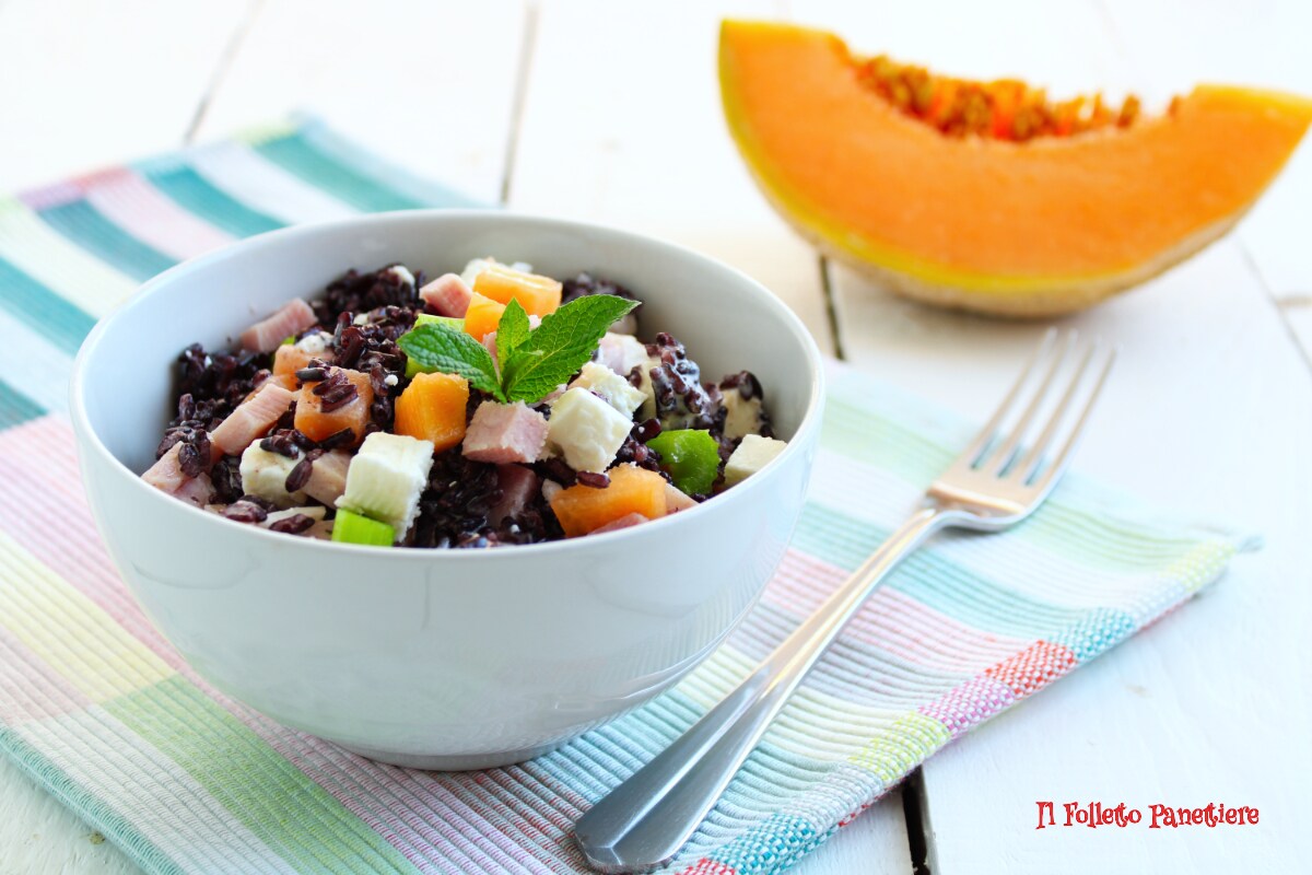 Salade de riz vénéré au jambon et melon