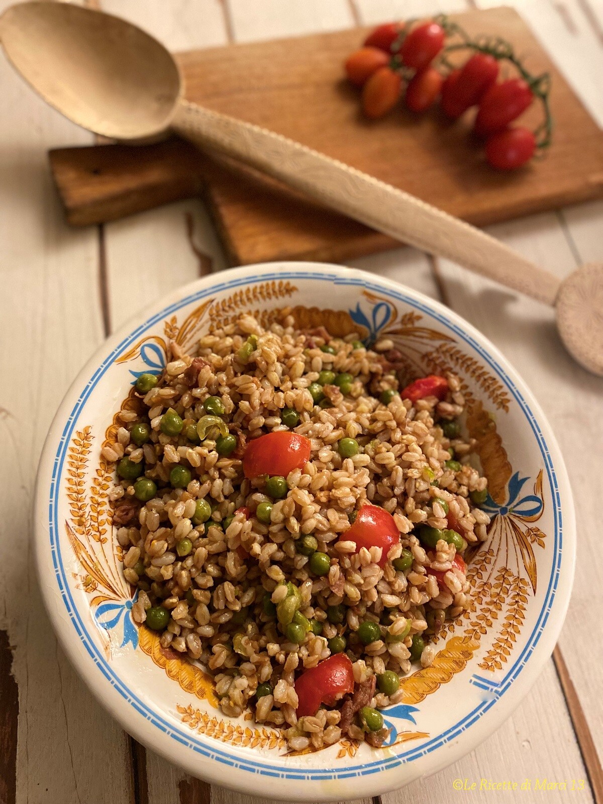 Salade froide d’épeautre perlé et petits pois. Recette estivale légère.