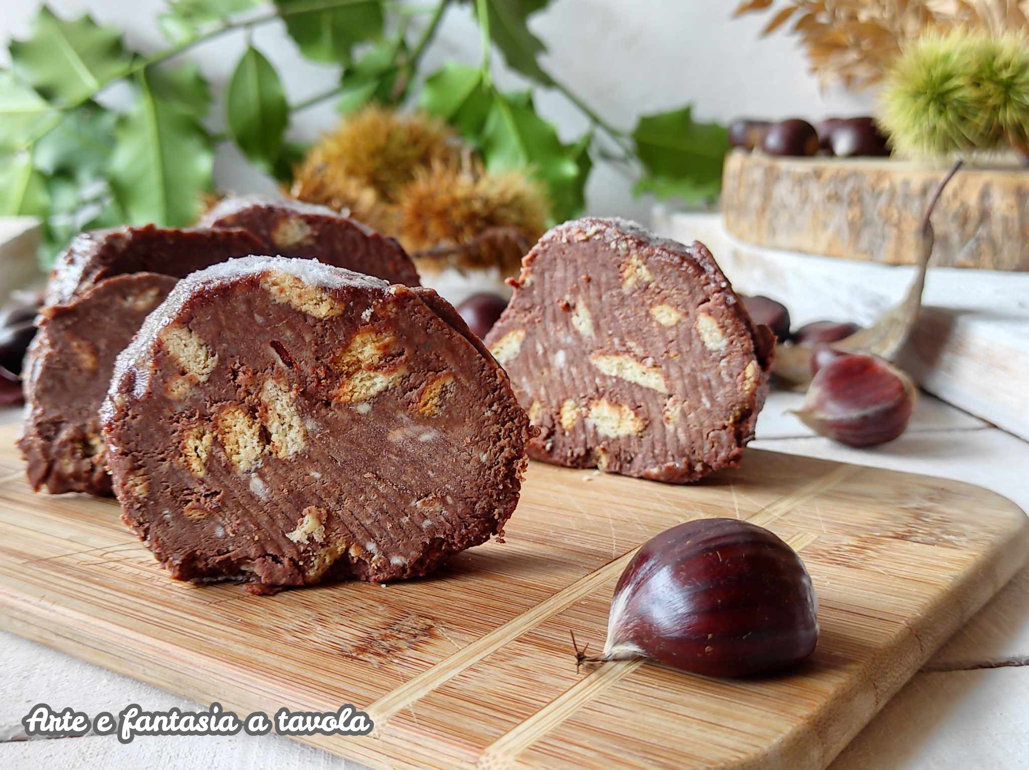 Salami de châtaignes recette d&rsquo;automne, variante du salami au chocolat