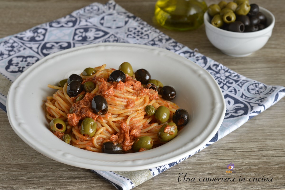 Spaghetti au thon olives et câpres