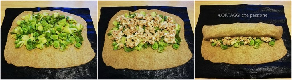 Strudel salé avec poireaux - recette photo étape par étape