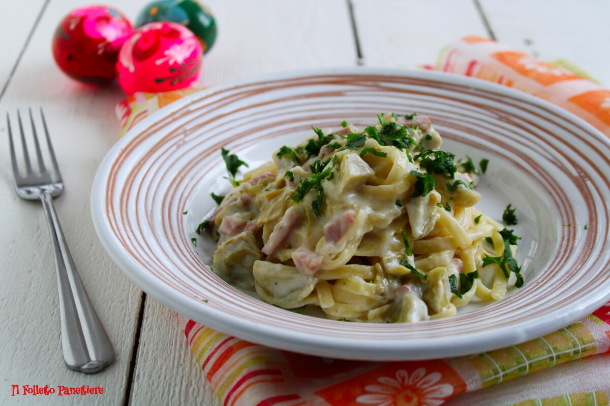 Tagliatelles aux artichauts et mortadelle – plat principal pour Pâques