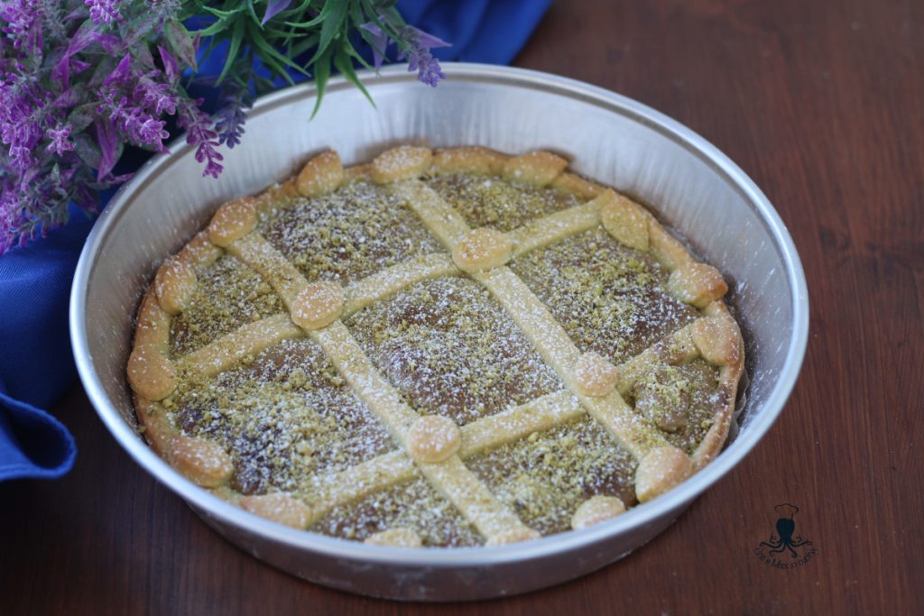 Tarte avec crème de pistache, recette avec pâte sablée de Sal De Riso.