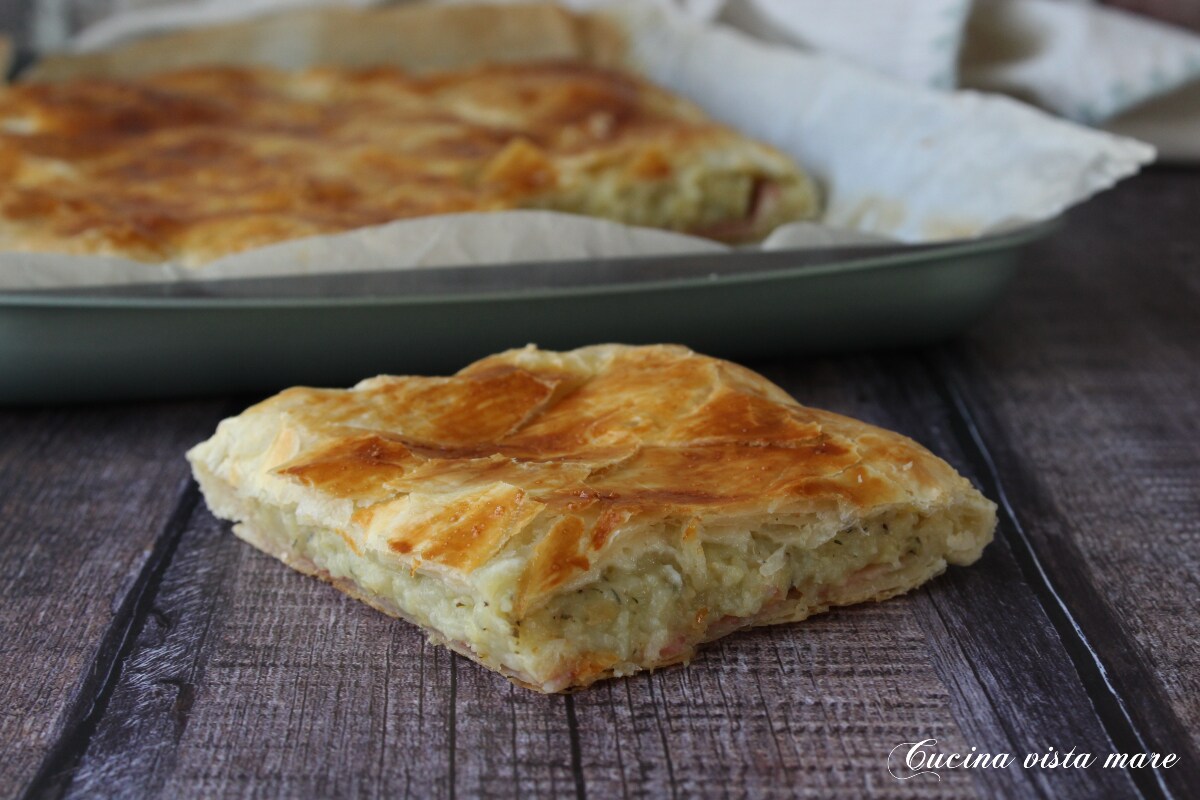 Tarte salée pommes de terre provola et jambon cuit