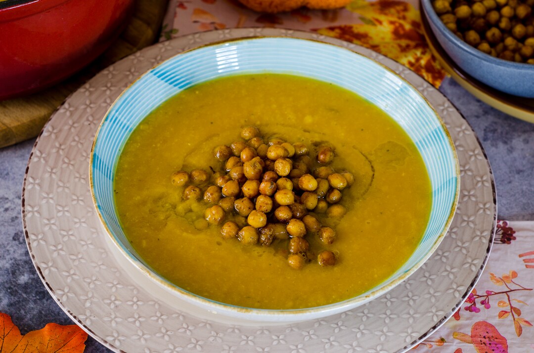 Velouté de potiron et pois chiches