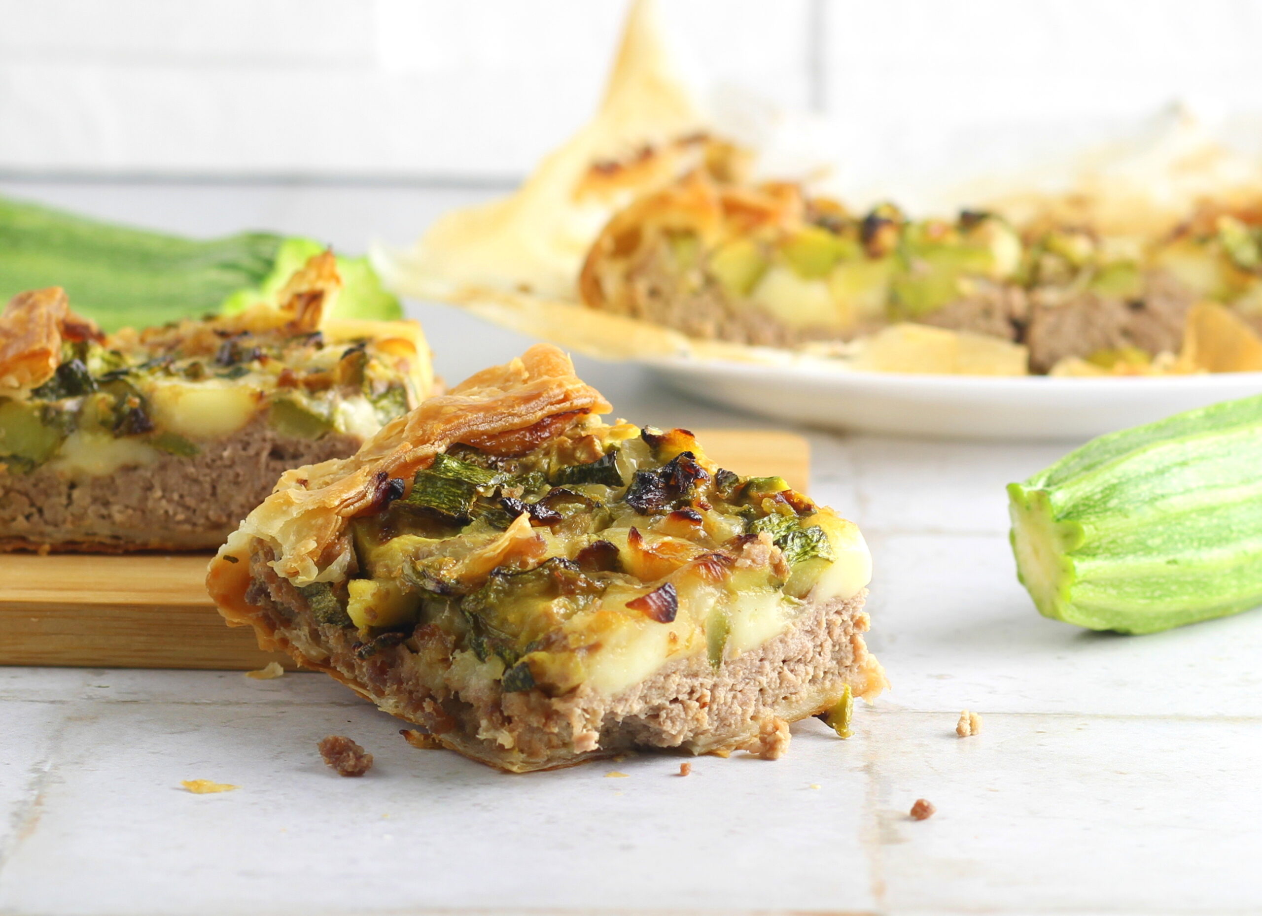 Tarte salée viande et courgettes