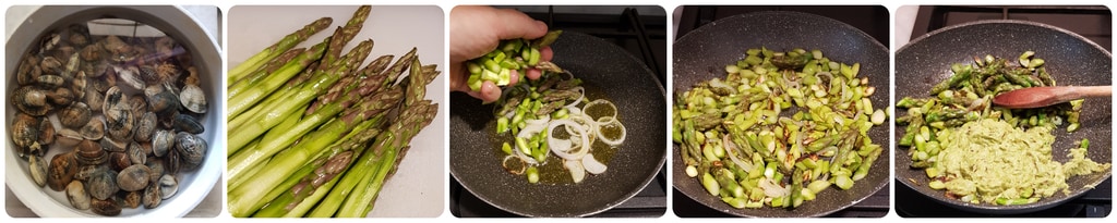 spaghetti aux palourdes et asperges