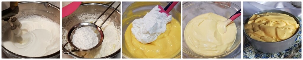 gâteau mimosa aux pêches au sirop