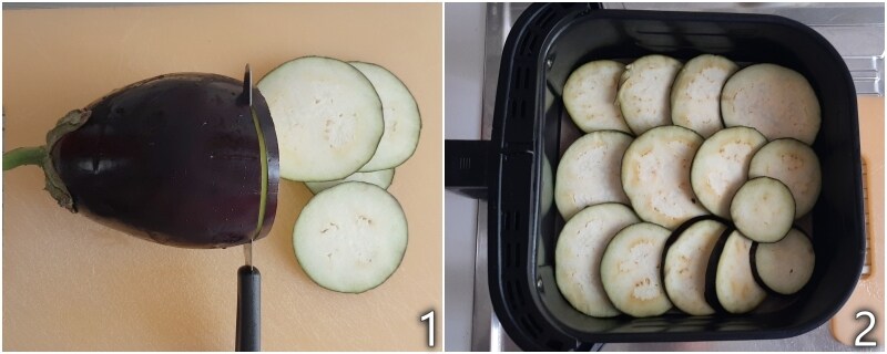 a. couper les aubergines en tranches pas trop fines