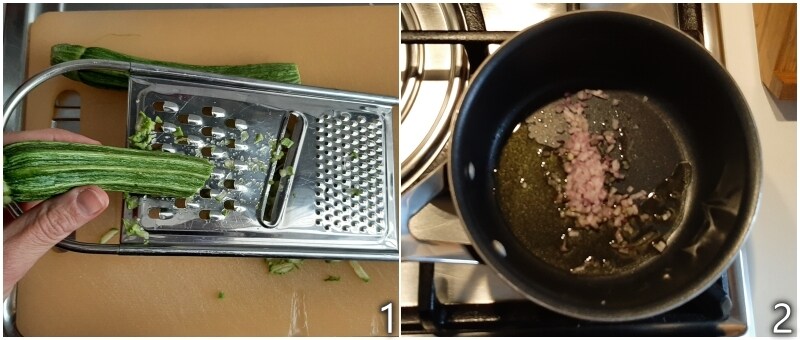 a. râper les courgettes pour le risotto