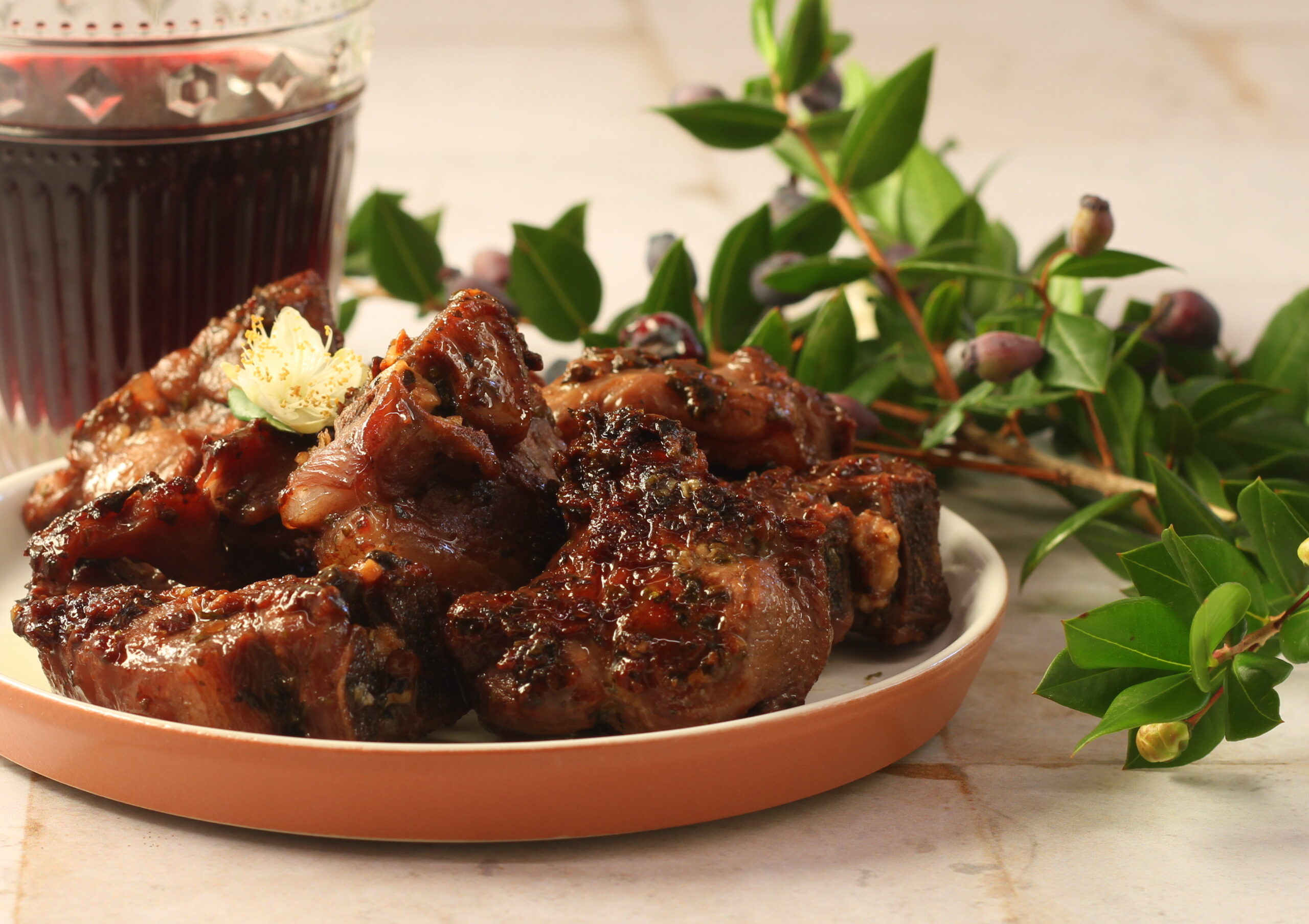 Agneau mariné au vin rouge