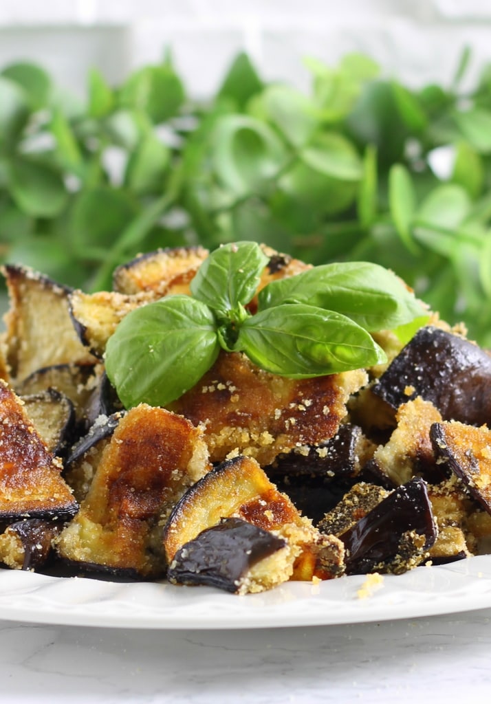 Aubergines en morceaux gratinées au four