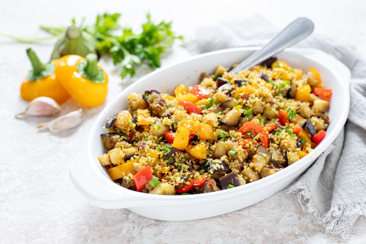 Aubergines et poivrons à la carrettiera