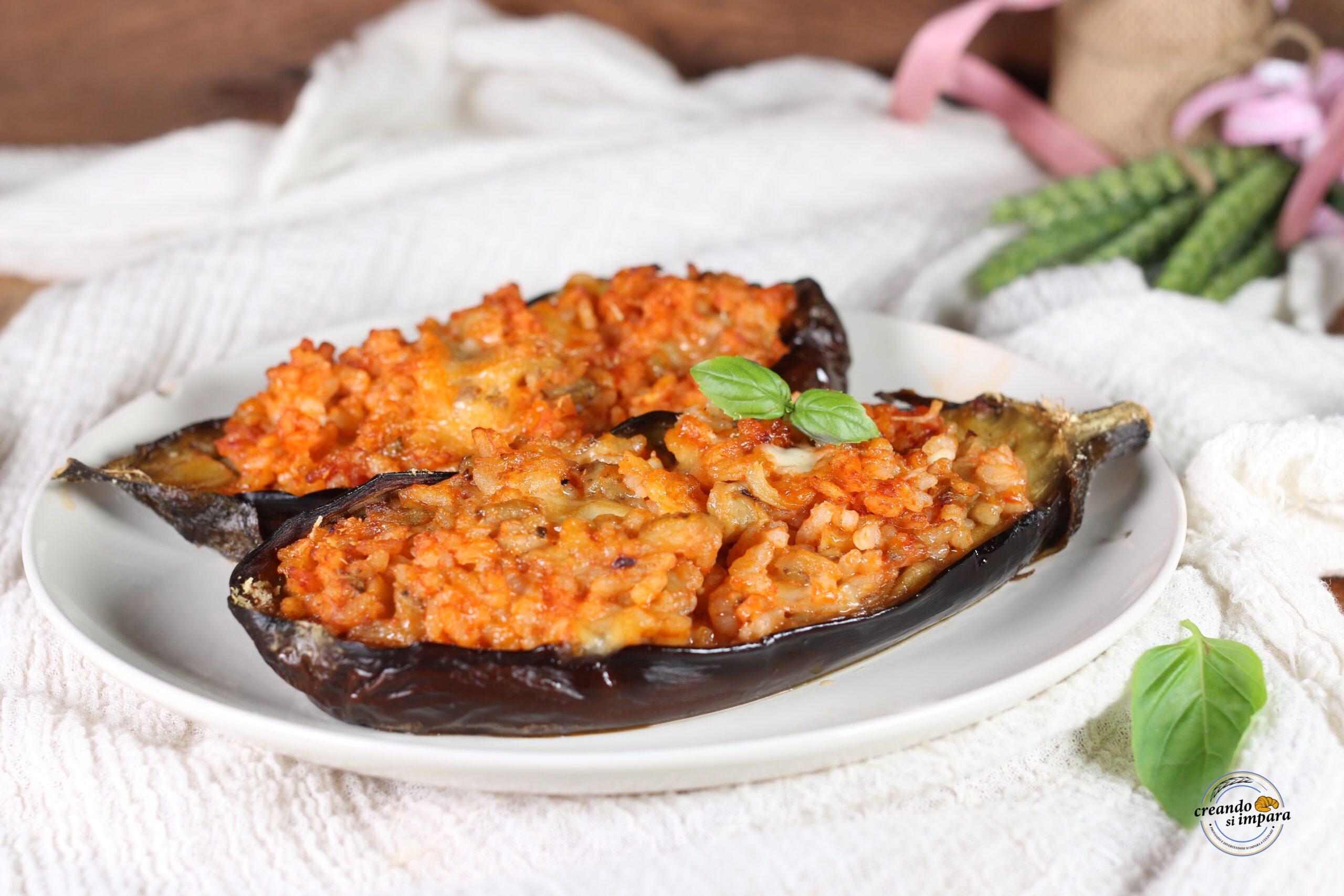 Aubergines farcies au riz
