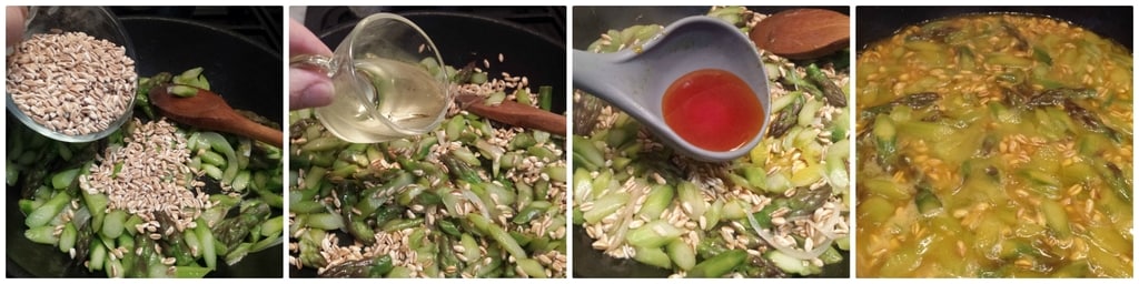 épeautre au safran avec asperges et brie