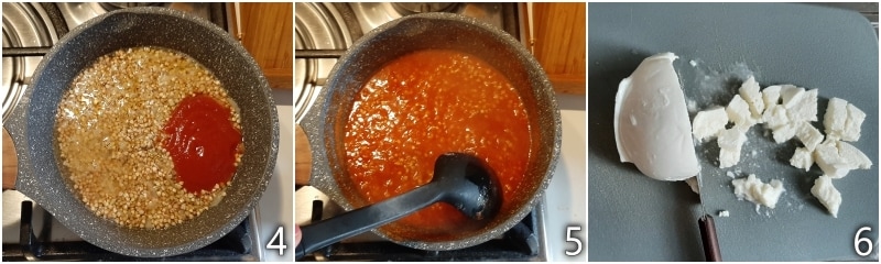b. ajouter la purée de tomate au sarrasin