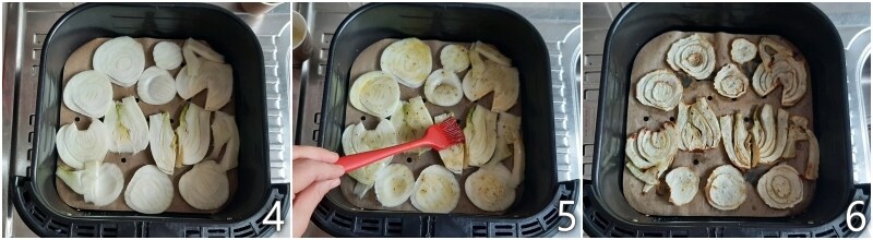 b. cuire les fenouils rôtis à la friteuse à air avec peu d'huile