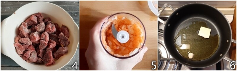 b. fariner le ragoût de bœuf pour créer une sauce crémeuse