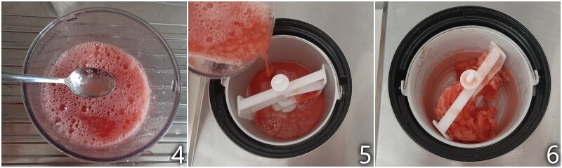 b. préparer le mélange pour le sorbet à la pastèque