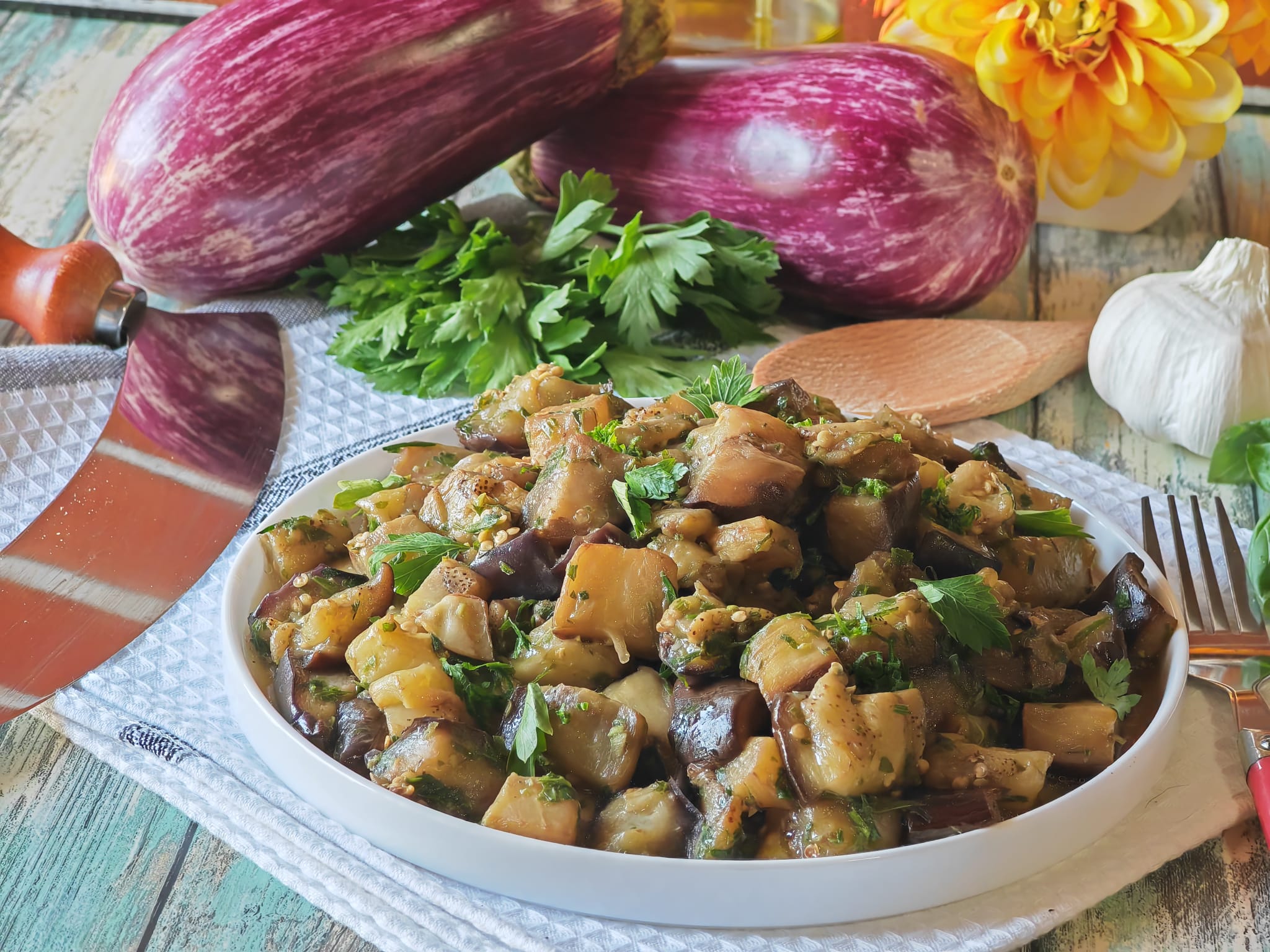 Aubergines savoureuses à la poêle
