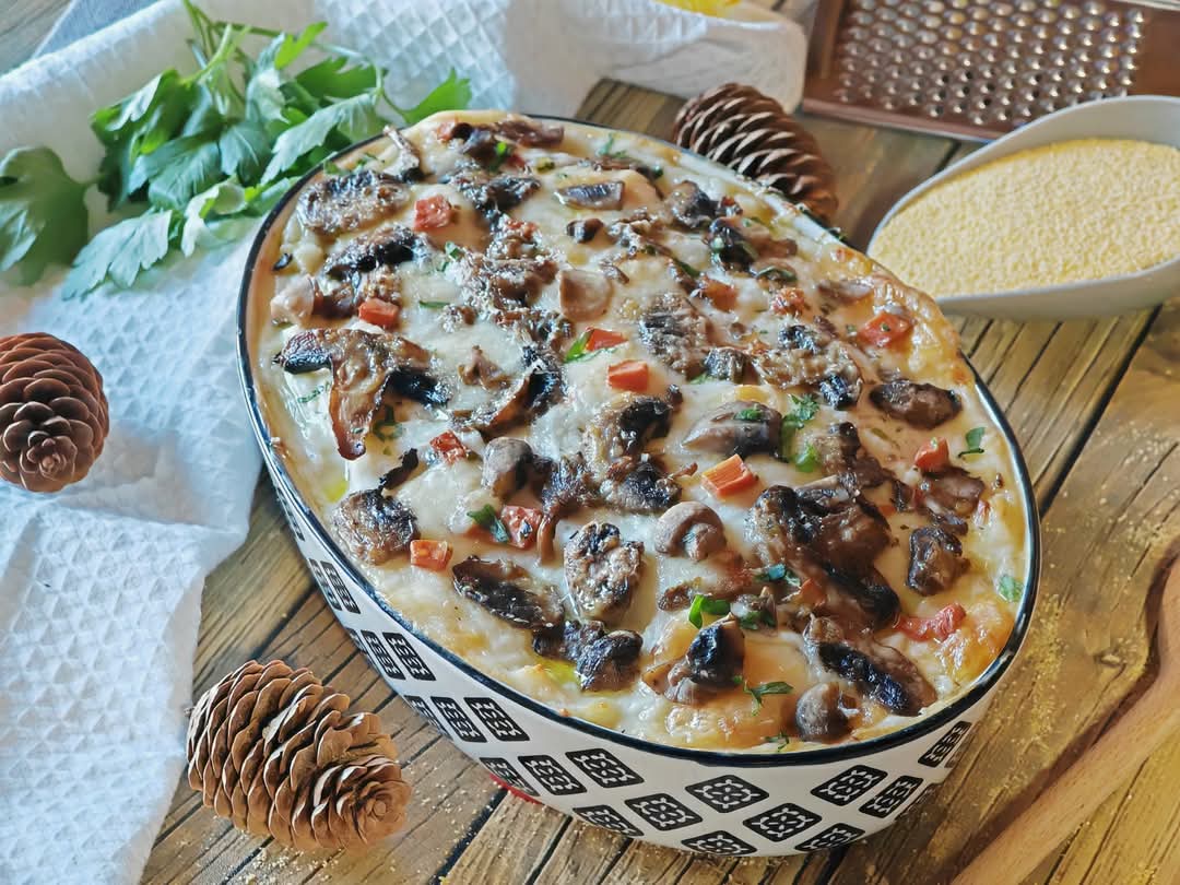 Polenta gratinée aux champignons