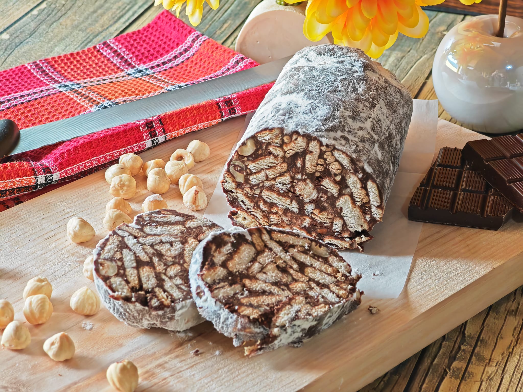 Saucisson au chocolat et noisettes