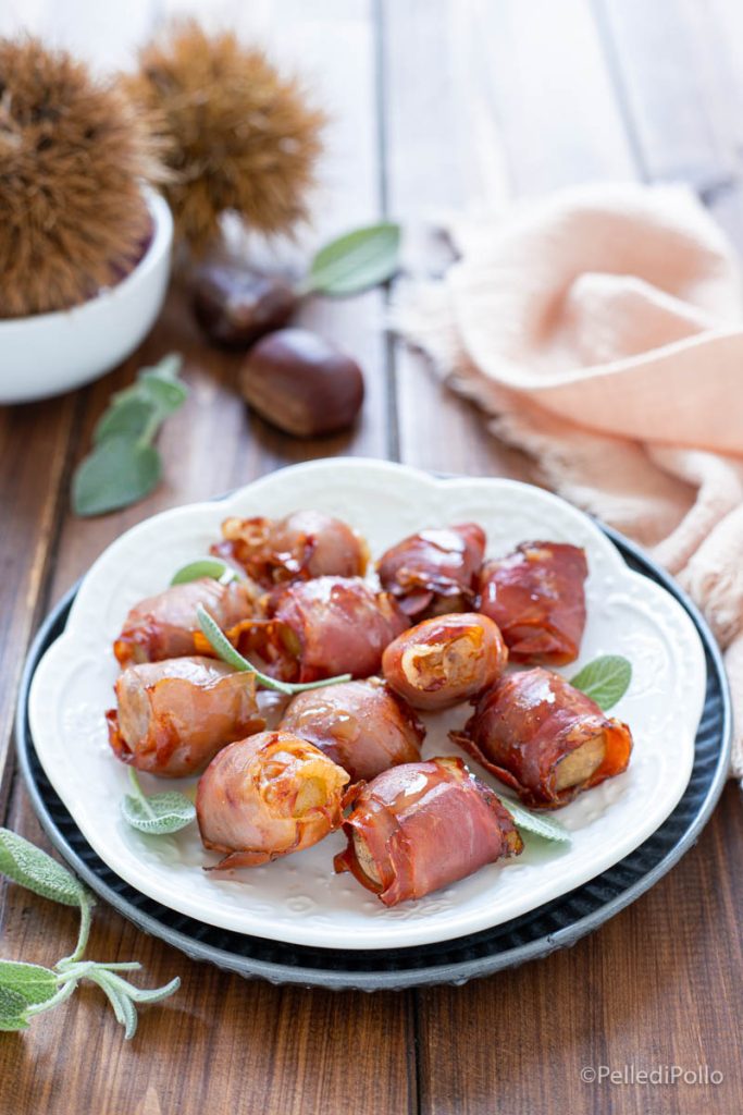 roulés de châtaignes et speck