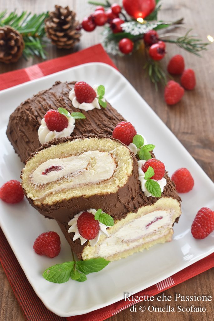 recette bûche de Noël au chocolat avec mascarpone et framboises