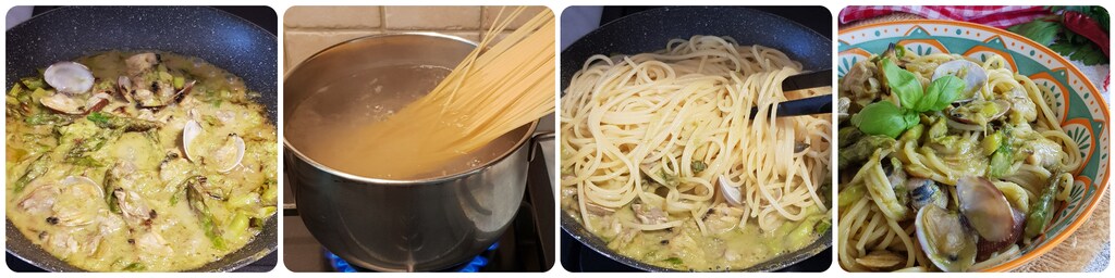 spaghetti aux palourdes et asperges