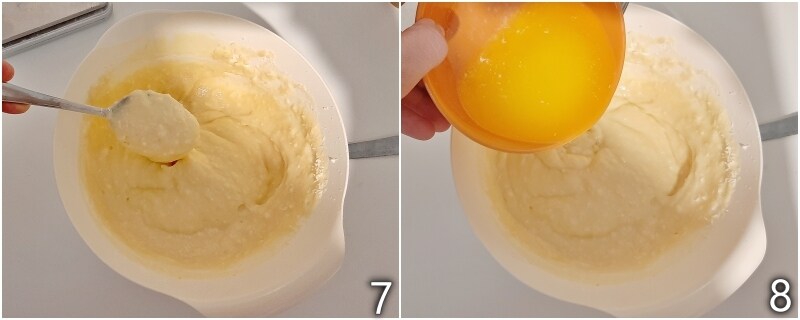 c. ajouter le beurre fondu ou l'huile à la pâte du gâteau à la noix de coco