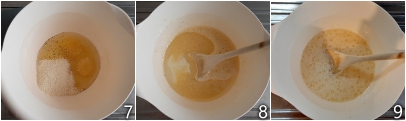 c. battre les œufs avec le parmesan