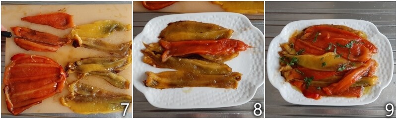c. couper et assaisonner les poivrons rôtis à la friteuse à air