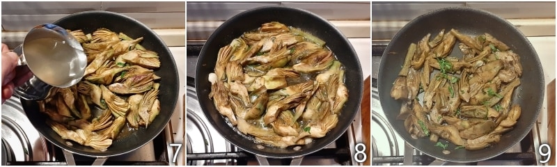 c. cuire les artichauts avec le bouillon