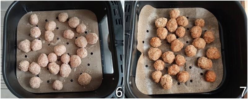 c. cuire les boulettes de viande à la friteuse à air