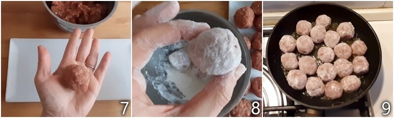 c. faire revenir les boulettes farinées