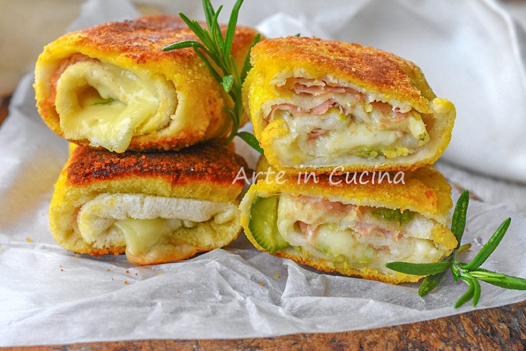 Cannoli de pain de mie jambon et courgettes rapides