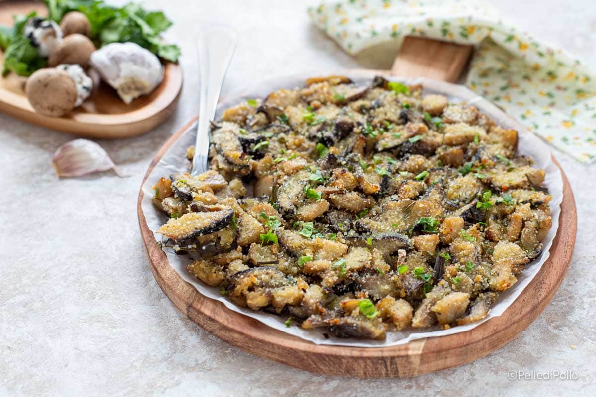 Champignons sablés aux herbes et chapelure