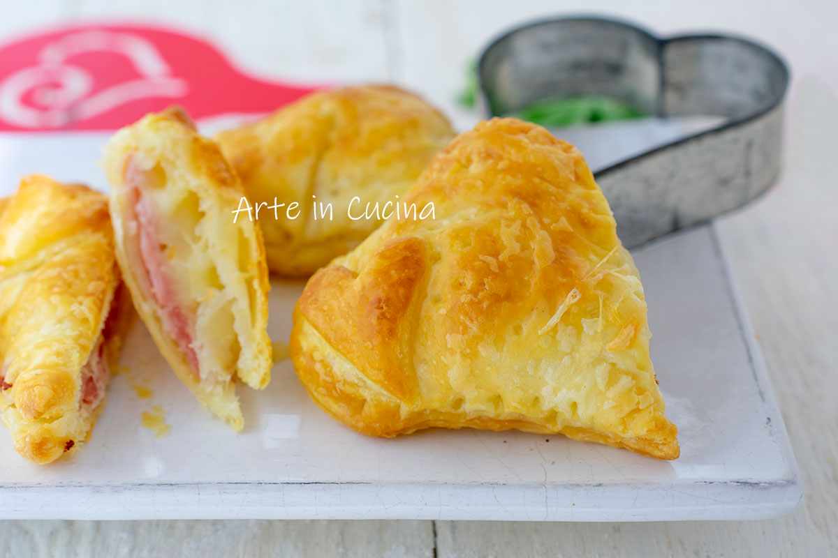 Cœurs de feuilleté au jambon, entrée pour deux